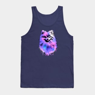 Fluffy Pomeranian Deutscher Spitz Stencil Art Tank Top